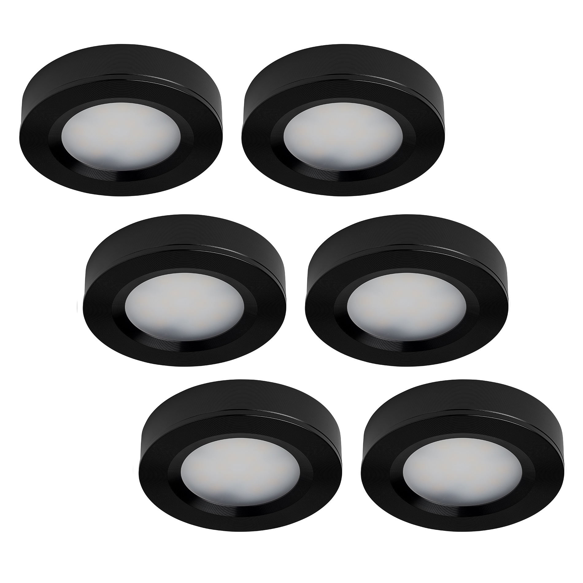 LED-opbouwspot set 6 stuks zwart 3W dimbaar | Led