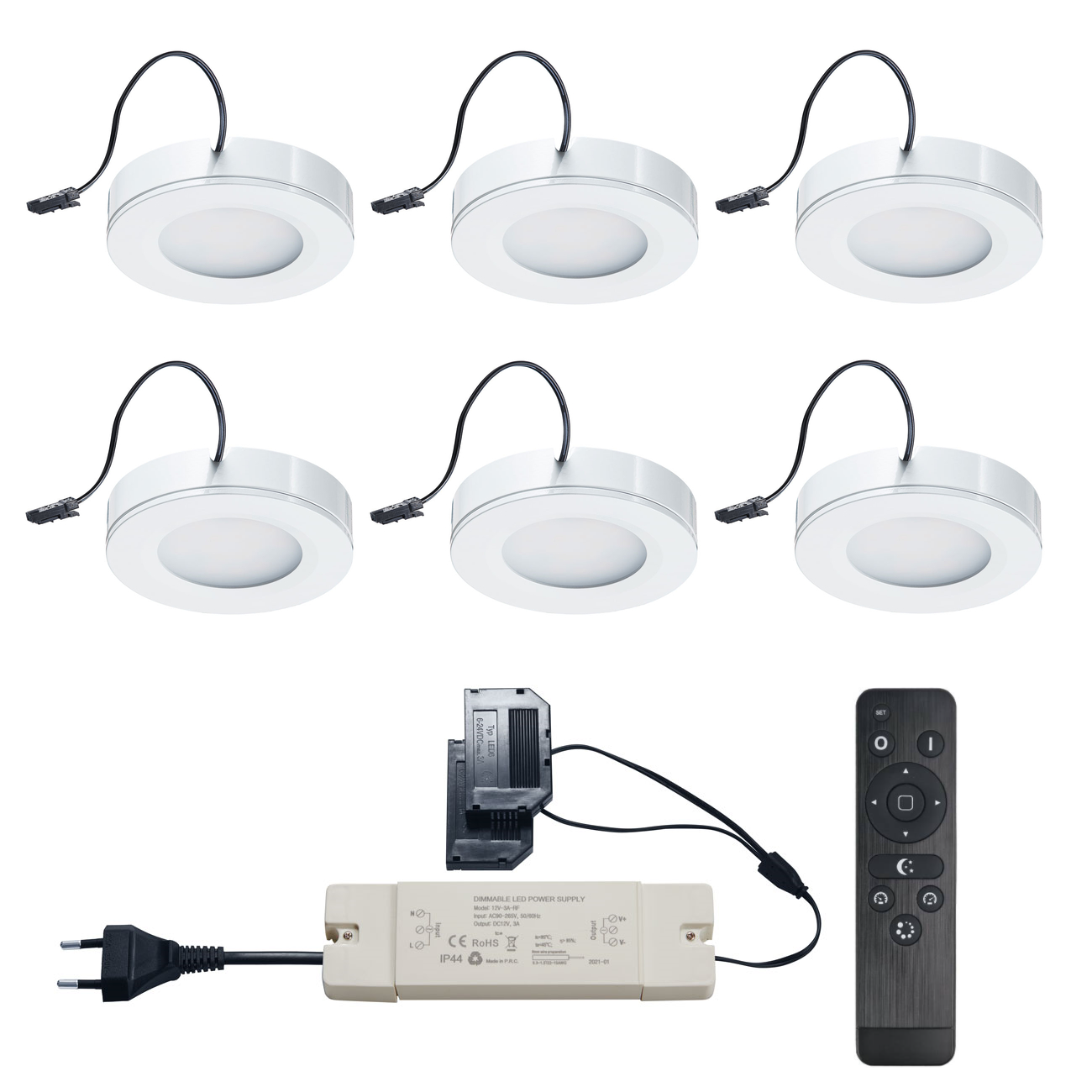 Set LED-opbouwspot met afstandsbediening Adria wit 3W IP44 1-12 stuks - Led